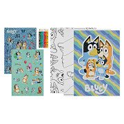 Bluey Coloring Block with Colored Pencils and Stickers