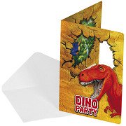 Dino-Einladungen, 6 Stück.