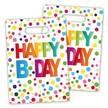 Happy Birthday Confetti Party Bags, 8 pcs.