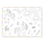 Inkleurbare Placemats Unicorns & Rainbows, 6st.