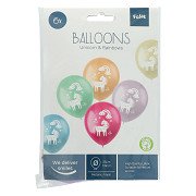 Latexballons Einhörner & Regenbögen, 6 Stück.