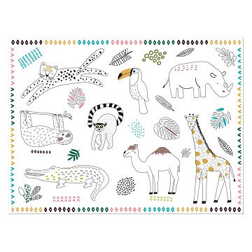 Colorable Placemats Wild Animals 6 pcs.
