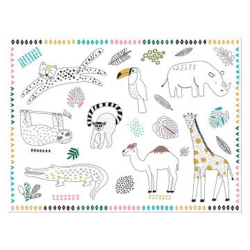 Inkleurbare Placemats Wilde Dieren 6st.