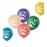 Latex Balloons Wild Animals, 6 pcs.