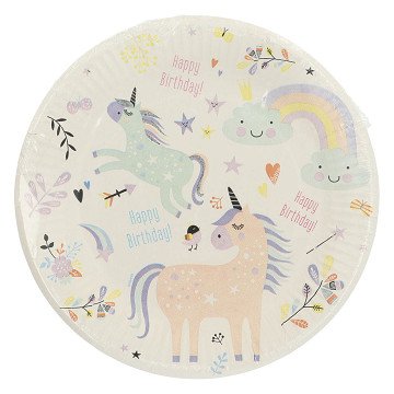 Plates Unicorns & Rainbows, 8pcs.