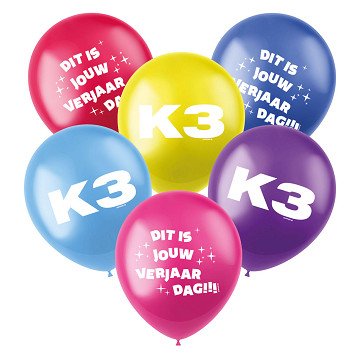 K3 Luftballons, 6 Stück.