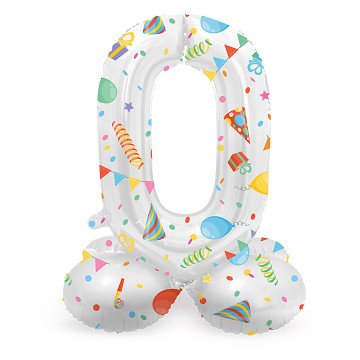 Stehender Folienballon Joyful Party Zahl 0 -72cm