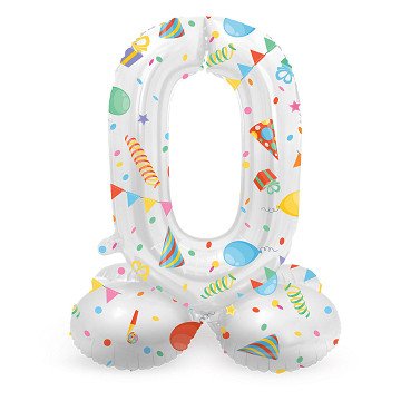 Standing Foil Balloon Joyful Party Number 0 -72cm