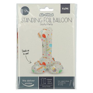 Stehender Folienballon Joyful Party Zahl 1 -72cm
