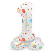 Stehender Folienballon Joyful Party Zahl 1 -72cm