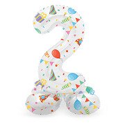 Stehender Folienballon Joyful Party Zahl 2 -72cm