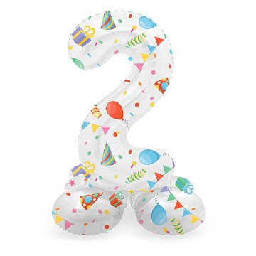 Stehender Folienballon Joyful Party Zahl 2 -72cm