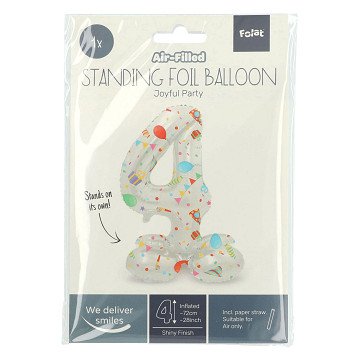 Standing Foil Balloon Joyful Party Number 4 -72cm