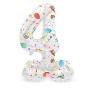 Stehender Folienballon Joyful Party Zahl 4 -72cm