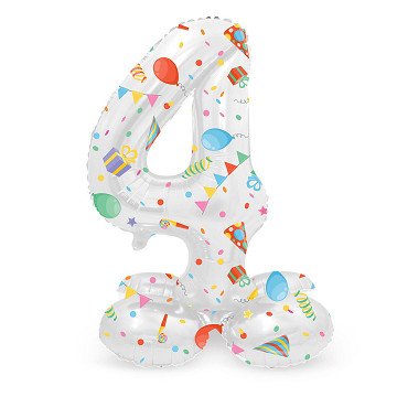 Stehender Folienballon Joyful Party Zahl 4 -72cm