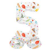 Stehender Folienballon Joyful Party Zahl 5 -72cm