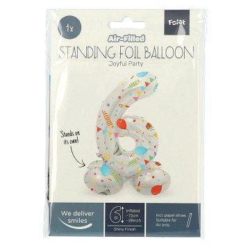 Standing Foil Balloon Joyful Party Number 6 -72cm