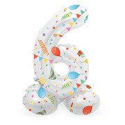 Staande Folieballon Joyful Party Cijfer 6 -72cm