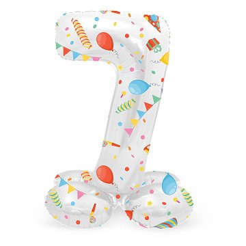 Stehender Folienballon Joyful Party Zahl 7 -72cm