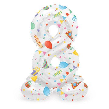 Standing Foil Balloon Joyful Party Number 8 -72cm