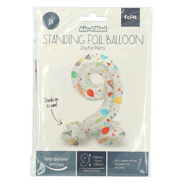 Standing Foil Balloon Joyful Party Number 9 -72cm