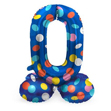 Standing Foil Balloon Colorful Dots Number 0 - 72cm