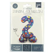 Stehender Folienballon Bunte Punkte Zahl 2 - 72cm