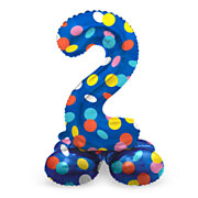 Standing Foil Balloon Colorful Dots Number 2 - 72cm