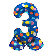 Standing Foil Balloon Colorful Dots Number 3 - 72cm