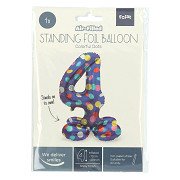 Stehender Folienballon Bunte Punkte Zahl 4 - 72cm