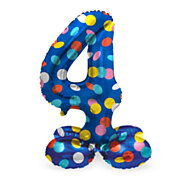 Staande Folieballon Colorful Dots Cijfer 4 - 72cm