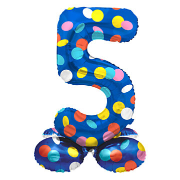 Standing Foil Balloon Colorful Dots Number 5 - 72cm