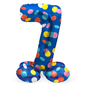 Standing Foil Balloon Colorful Dots Number 7 - 72cm