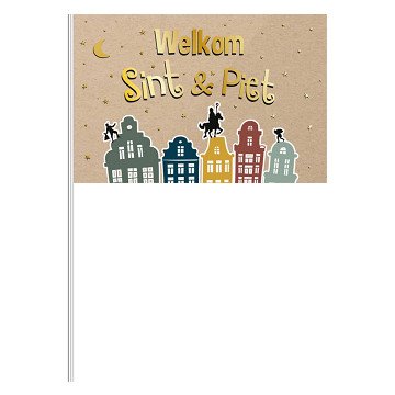 Waving flag 'Welcome Sint & Piet', 30x20cm