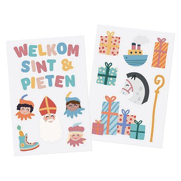 Window stickers Welcome Santa & Pieten, 13 pcs.