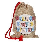 Jute-Lebkuchenbeutel Willkommen Nikolaus & Pieten