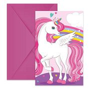 Invitations and Envelopes FSC Unicorn Rainbow Colors, 6 pcs.