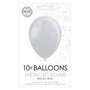 Ballonnen Metallic Zilver 30cm, 10st.