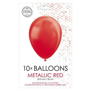 Ballonnen Pearl Rood 30cm, 10st.