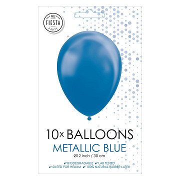 Luftballons Metallic Blau 30cm, 10Stk.