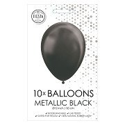 Luftballons Metallic Schwarz 30cm, 10 Stk.