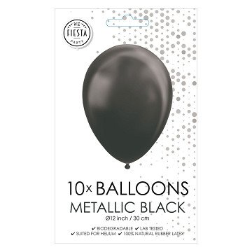Luftballons Metallic Schwarz 30cm, 10 Stk.