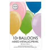 Luftballons Metallic Pearl Mix Farben 30cm, 10Stk.