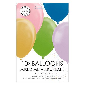 Luftballons Metallic Pearl Mix Farben 30cm, 10Stk.