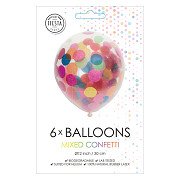 Konfetti-Ballons Papierkonfetti-Mix 30cm, 6 Stk.