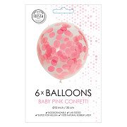 Konfetti-Ballons Papierkonfetti Baby Pink 30cm, 6 Stk.