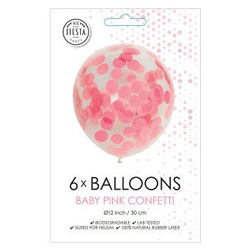 Konfetti-Ballons Papierkonfetti Baby Pink 30cm, 6 Stk.