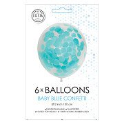 Konfetti-Ballons Papierkonfetti Babyblau 30cm, 6 Stk.