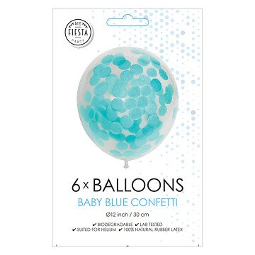 Konfetti-Ballons Papierkonfetti Babyblau 30cm, 6 Stk.