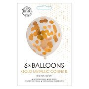 Konfetti-Ballons Papierkonfetti Metallic Gold 30cm, 6 Stk.
